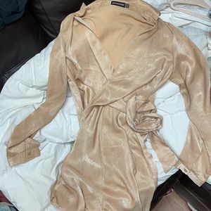 Pretty little thing gold wrap dress